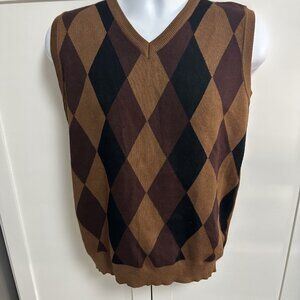 Paul Jones Men's Sweater Vest Size Small Brown Geometric Preppy